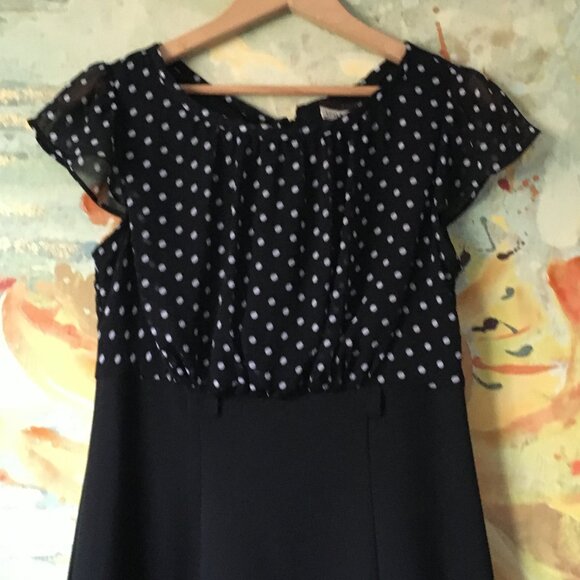 Rockabilly Polka Dot & Chiffon Scuba High Waist Retro Dress - Picture 5 of 16